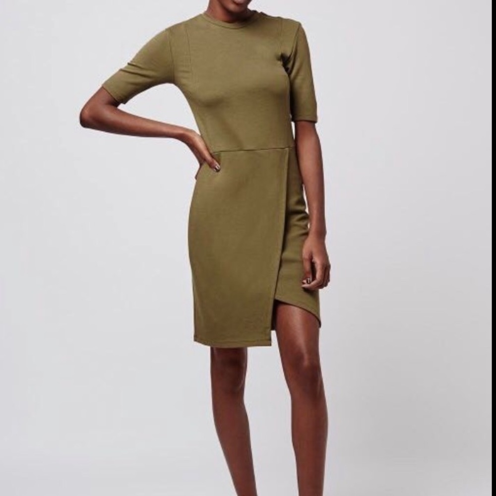 Topshop khaki wrap dress
